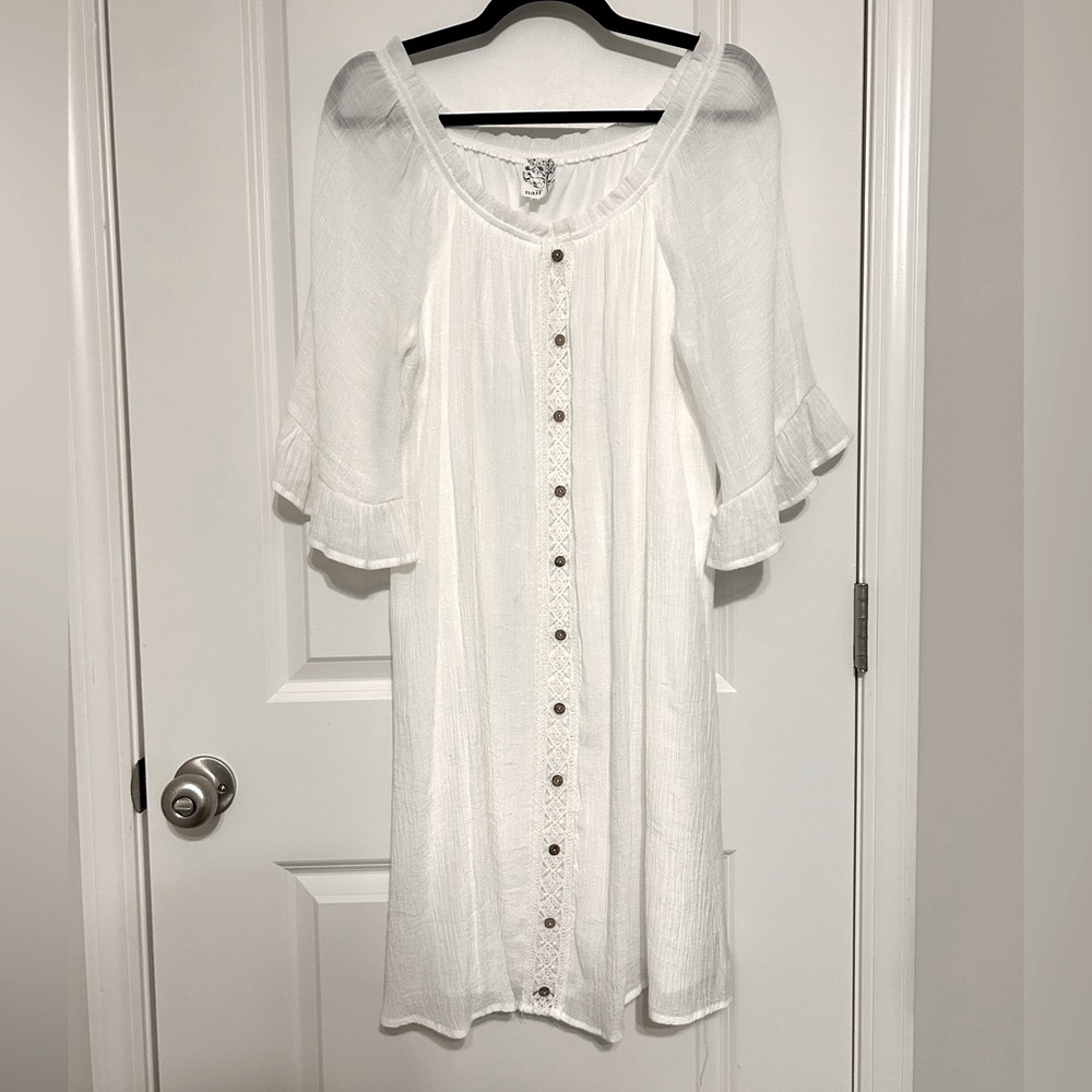 Scoop Neck White Swing Dress